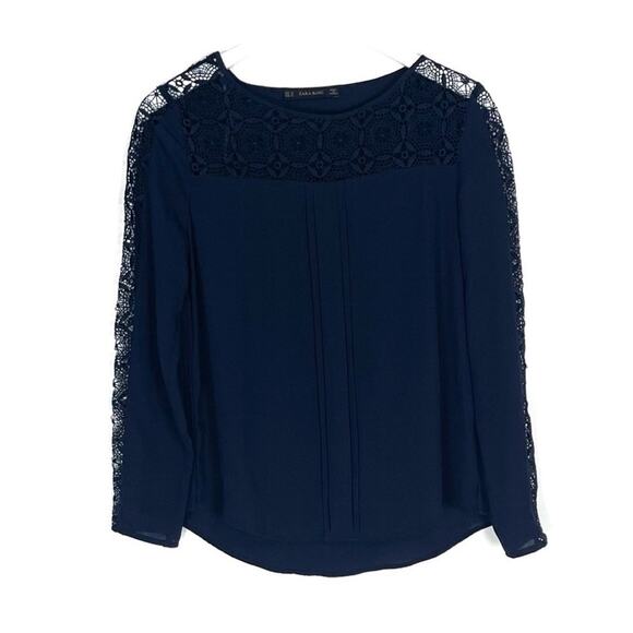 Zara Navy Lace Blouse - Picture 1 of 5
